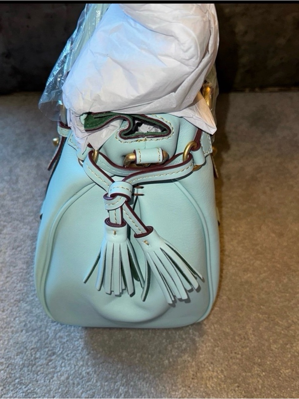 NWT Dooney& Bourke Florentine satchel in pale blue with strap - Picture 5 of 10
